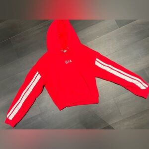 Red I am GIA Hoodie with White Stripes